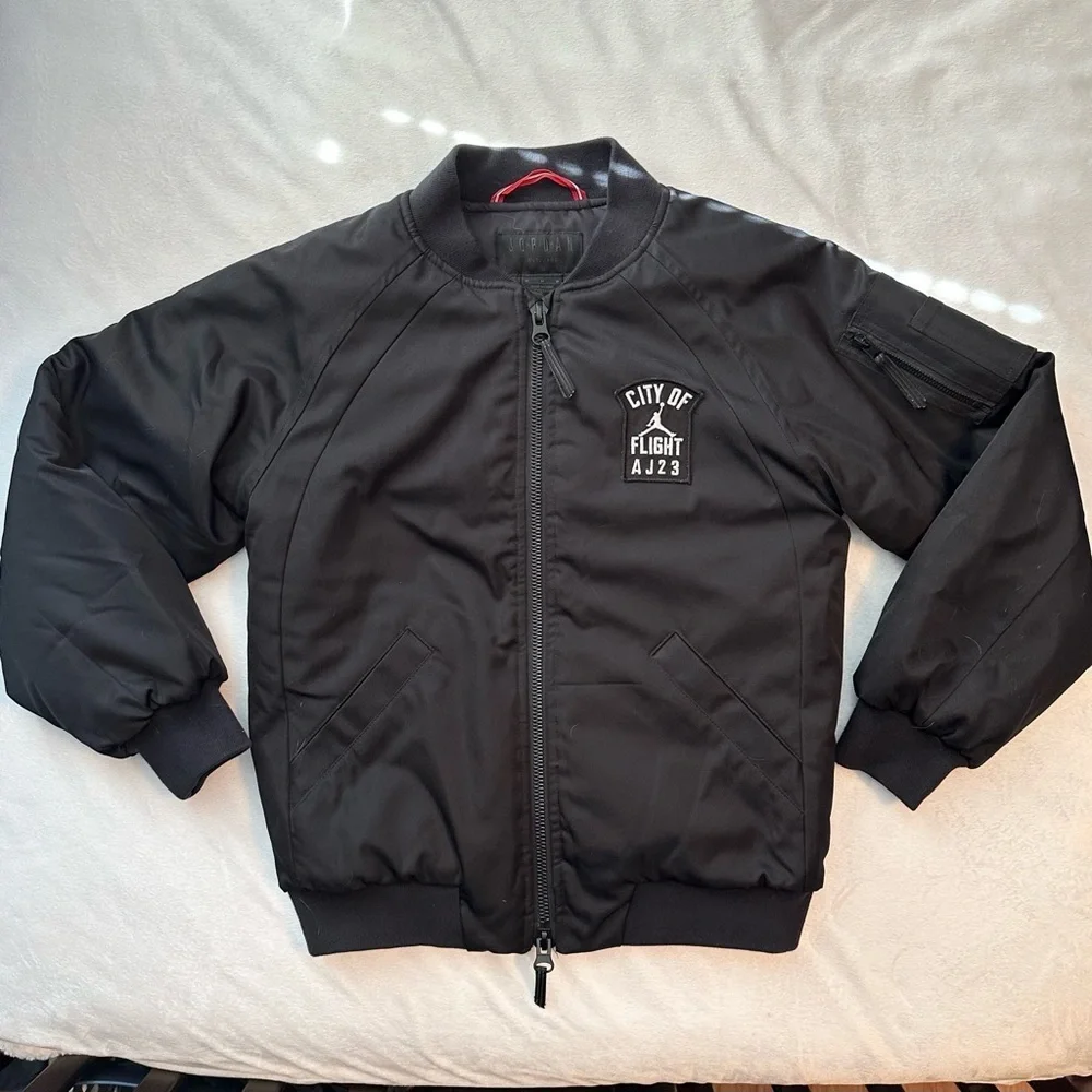 RARE Nike Air Jordan SAMPLE Wings City of Flight MA-1 Bomber Jacket Mens M black